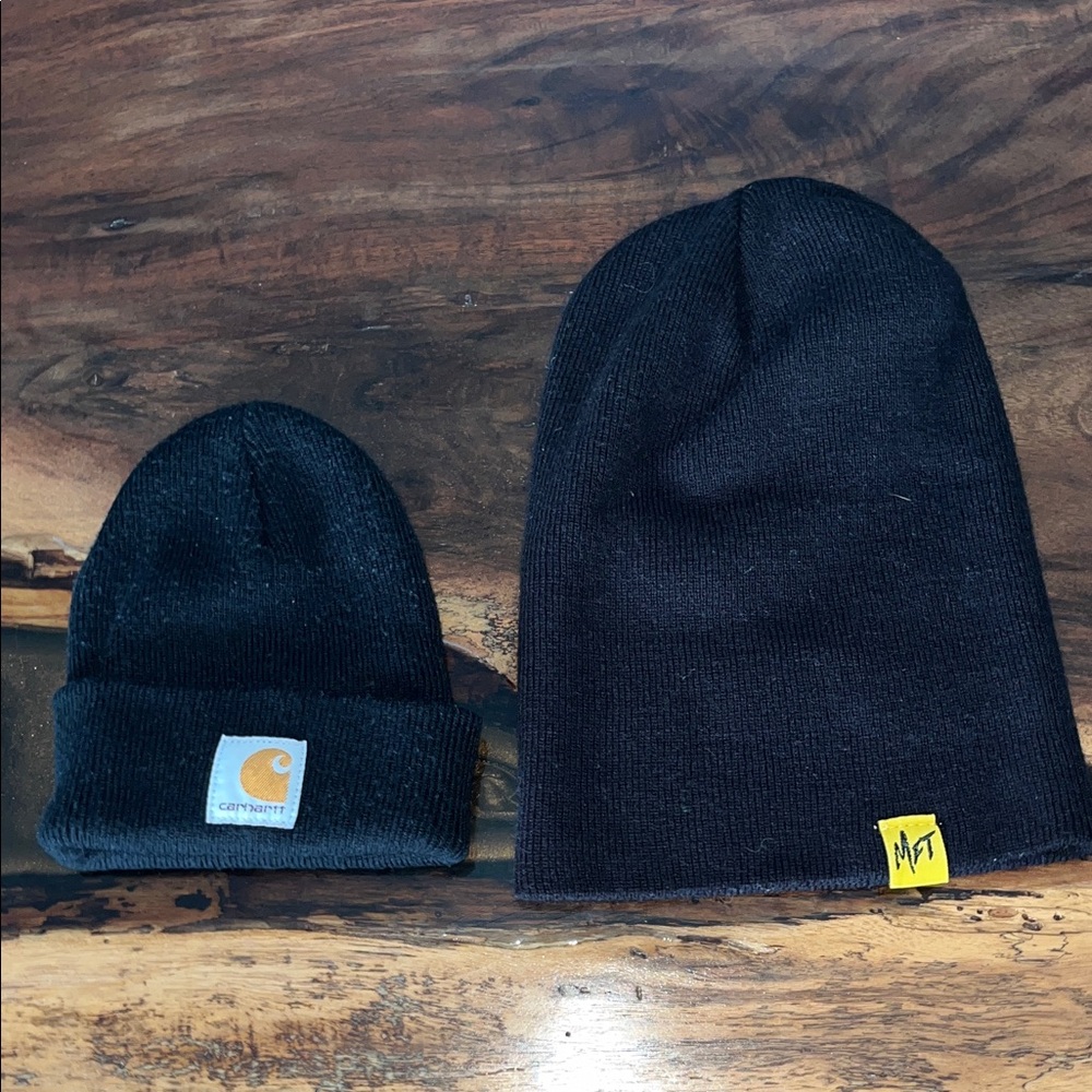 Black Carhartt and Neff Beanies